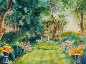 Tudor Place Bowling Green Watercolor Postcard